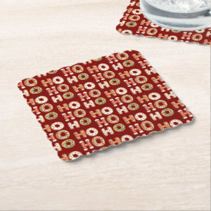 Dessous-de-verre En Papier Red Ho Ho Ho Gingerbread Cookie Christmas