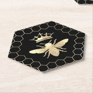 Dessous-de-verre En Papier reine abeille sur noir