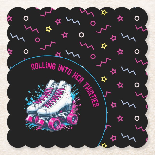 Dessous-de-verre En Papier Retro 90s Roller Skating Party (Devant)