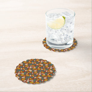 Dessous-de-verre En Papier Retro Blue Jaune Brown Jaune Motif de haricots de 