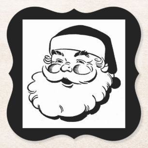 Dessous-de-verre En Papier Rétro Père Noël noir et blanc