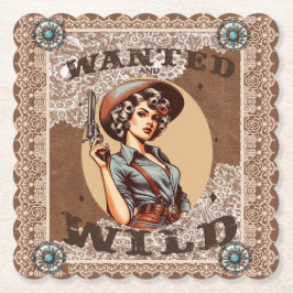 Dessous-de-verre En Papier Retro Western Recherché & Wild Cowgirl