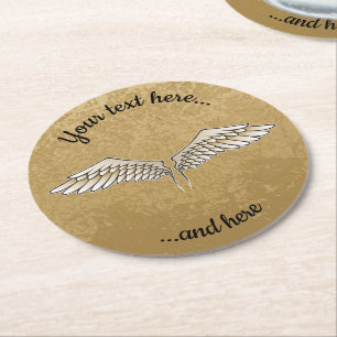Dessous de verre en papier rond ailes beige
