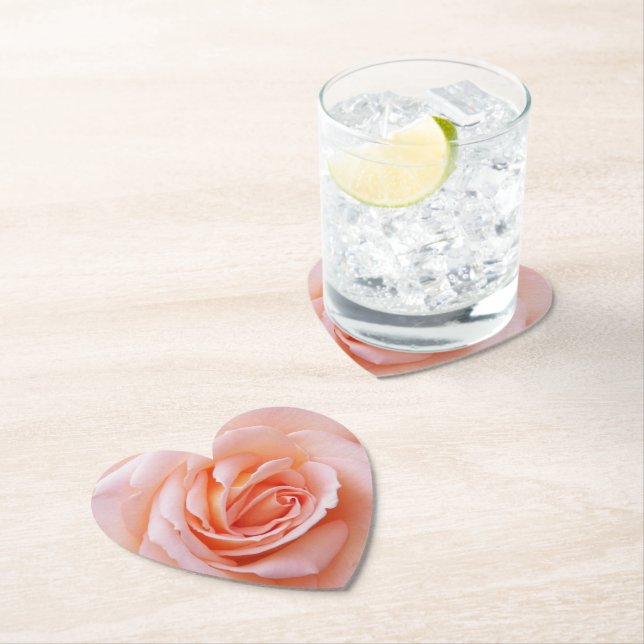 Dessous-de-verre En Papier Rose florale rose élégante (En situation)
