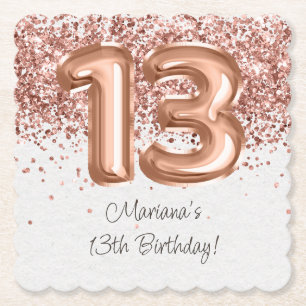 Dessous-de-verre En Papier Rose Gold 13e fête d'anniversaire