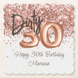 Dessous-de-verre En Papier Rose Gold 30e fête d'anniversaire