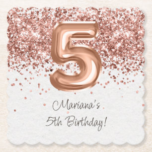 Dessous-de-verre En Papier Rose Gold 5e fête d'anniversaire