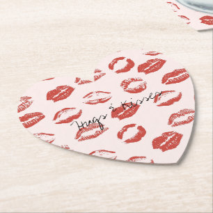 Dessous-de-verre En Papier Rose rouge lèvres Kiss