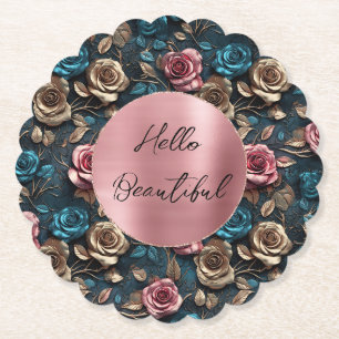Dessous-de-verre En Papier Roses d'or rose