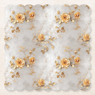 Dessous-de-verre En Papier Roses jaunes romantiques