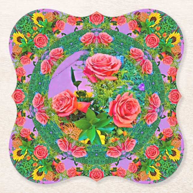 Dessous-de-verre En Papier Roses roses (Devant)