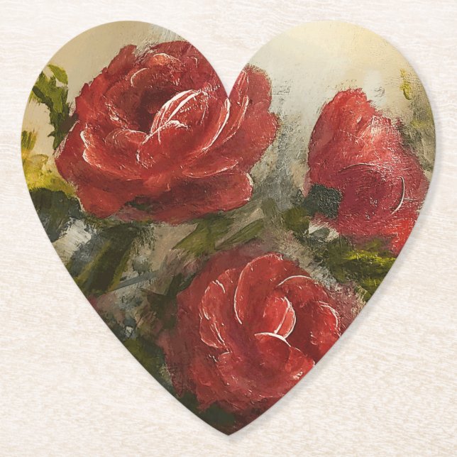 Dessous-de-verre En Papier Roses Rouges  (Devant)