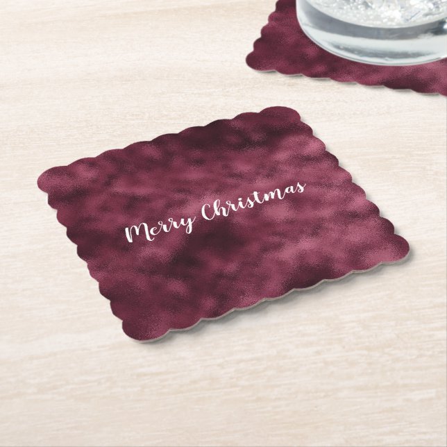 Dessous-de-verre En Papier Rouge Bourgogne de Noël (Incliné)