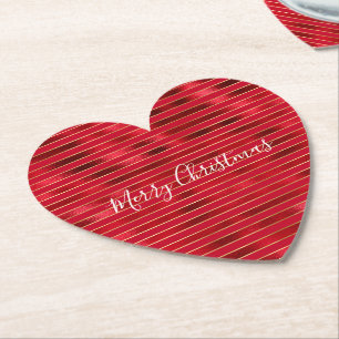 Dessous-de-verre En Papier Rouge Glam Gold Stripes