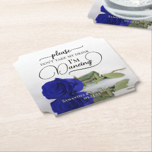 Dessous-de-verre En Papier Royal Blue Glam Rose Ne prenez pas mon Mariage de 