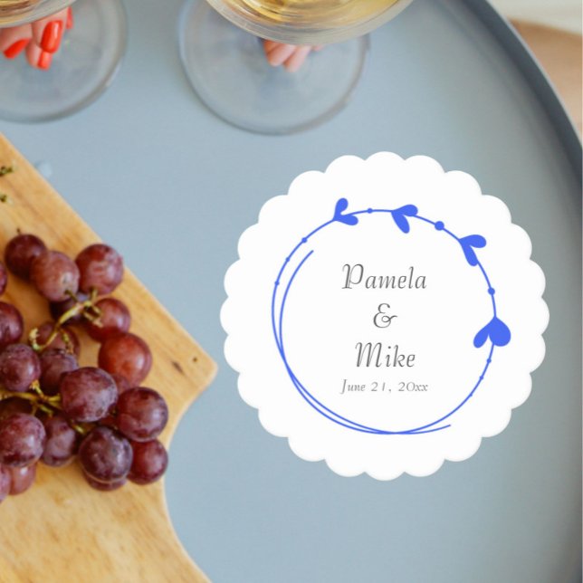 Dessous-de-verre En Papier Royal Blue Simple Heart Mariage de couronne (In Situ Wedding)