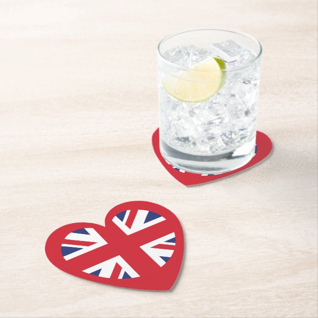 Dessous-de-verre En Papier Royaume-Uni Union Jack Flag Heart (En situation)
