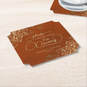 Dessous-de-verre En Papier Rust Orange & Gold Ne prenez pas mon Mariage de bo