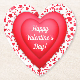 Dessous-de-verre En Papier Saint Valentin Coeur de Confetti Rouge Personnalis