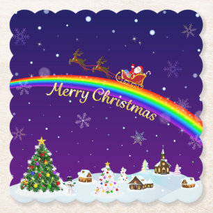 Dessous-de-verre En Papier Santa Claus arc-en-ciel