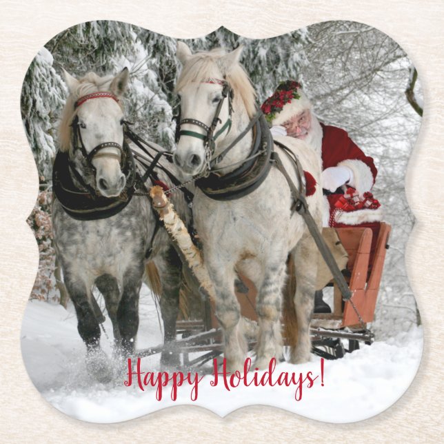 Dessous-de-verre En Papier Santa Claus Carriage Noël (Devant)