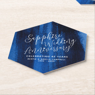 Dessous-de-verre En Papier Sapphire mariage anniversaire bleu art moderne