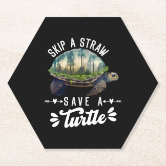 Dessous-de-verre En Papier Sauvez les tortues Protection De l'environnement O
