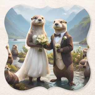 Dessous-de-verre En Papier **"Scellé avec un baiser : Otterly in Love"**
