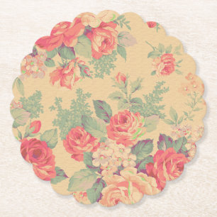 Dessous-de-verre En Papier Shabby Chic Vintage Floral Pays Français