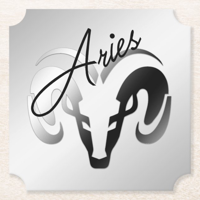 Dessous-de-verre En Papier Silver Aries le bélier Zodiac (Devant)
