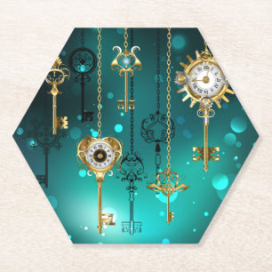 Dessous-de-verre En Papier Skeleton Keys on Green Background