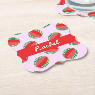 Dessous-de-verre En Papier Sliced watermelon pattern on pink