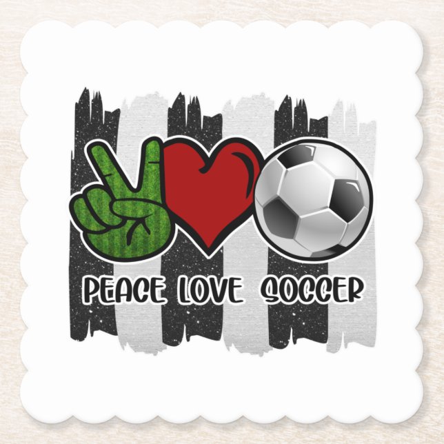 Dessous-de-verre En Papier Soccer paix et amour (Devant)