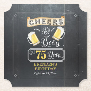 Dessous-de-verre En Papier Soirées et bières à 75 ans fête d'anniversaire