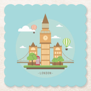 Dessous-de-verre En Papier Sous-verres de boissons des monuments de Londres A