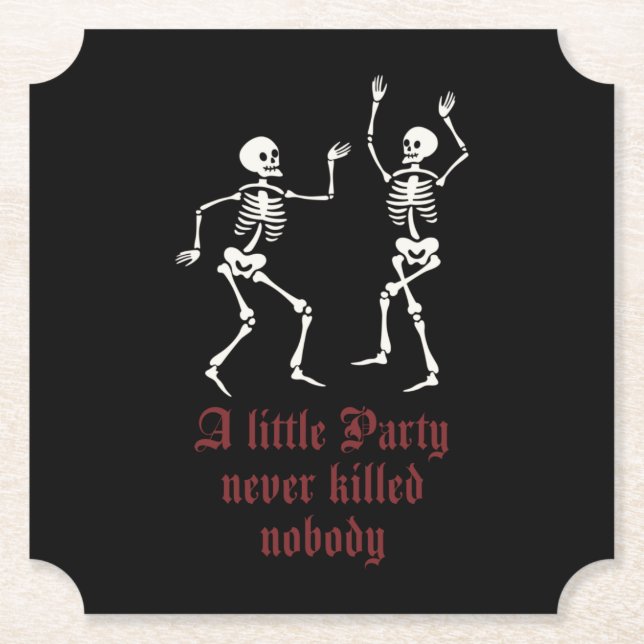 Dessous-de-verre En Papier Squelettes d'Halloween contemporains (Devant)