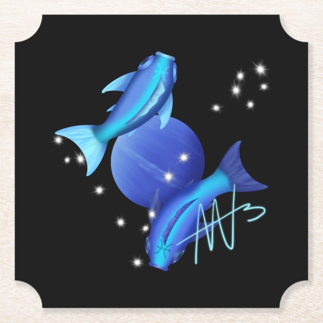 Dessous-de-verre En Papier Starry Pisces Neptune Zodiac (Devant)