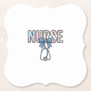 Dessous-de-verre En Papier Stéthoscope Nurse Bow Floral Vintage