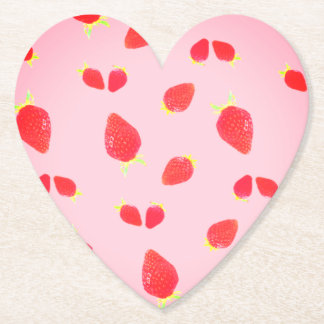 Dessous-de-verre En Papier Strawberry Photo ハート型コースター