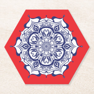 Dessous-de-verre En Papier Style Chine bleue avec des créatures