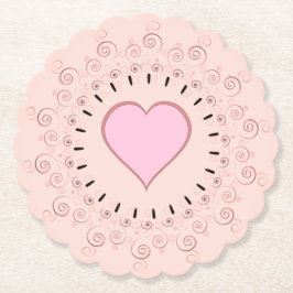 Dessous-de-verre En Papier Style rétro Coeur rose