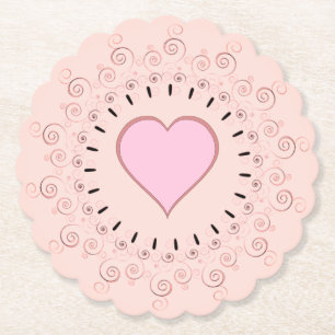 Dessous-de-verre En Papier Style rétro Coeur rose