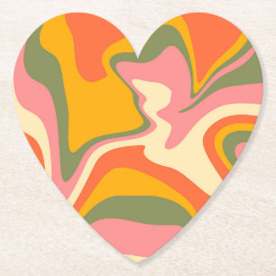 Dessous-de-verre En Papier Super en marbre liquéfié Retro 60s Vintage Party