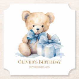 Dessous-de-verre En Papier Sweet Watercolor Teddy Bear First Birthday