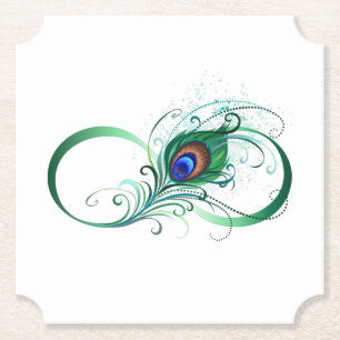 Dessous-de-verre En Papier Symbole d'infini avec plume de paon