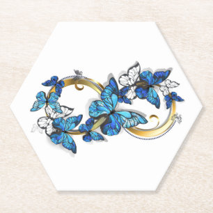 Dessous-de-verre En Papier Symbole infini de papillons Morpho bleus