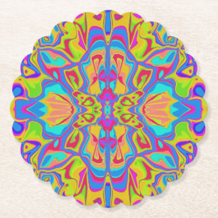 Dessous-de-verre En Papier  Symétrie groovy psychédélique