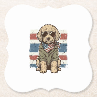 Dessous-de-verre En Papier T-shirt de conception de gravure vintage de chien 