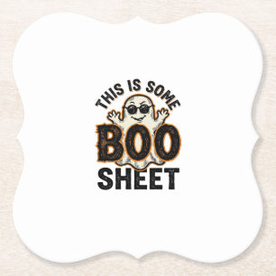 Dessous-de-verre En Papier T-shirt vintage drôle de fantôme Boo pour Hallowee