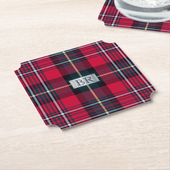 Dessous-de-verre En Papier Tartan avec (ou sans) vos initiales (Incliné)